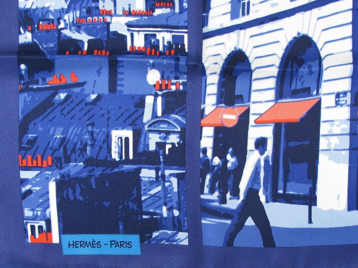 Hermes 2010 Blue QUAND SOUDAIN Vintage Silk 70 cm, Mint in Box! - poupishop