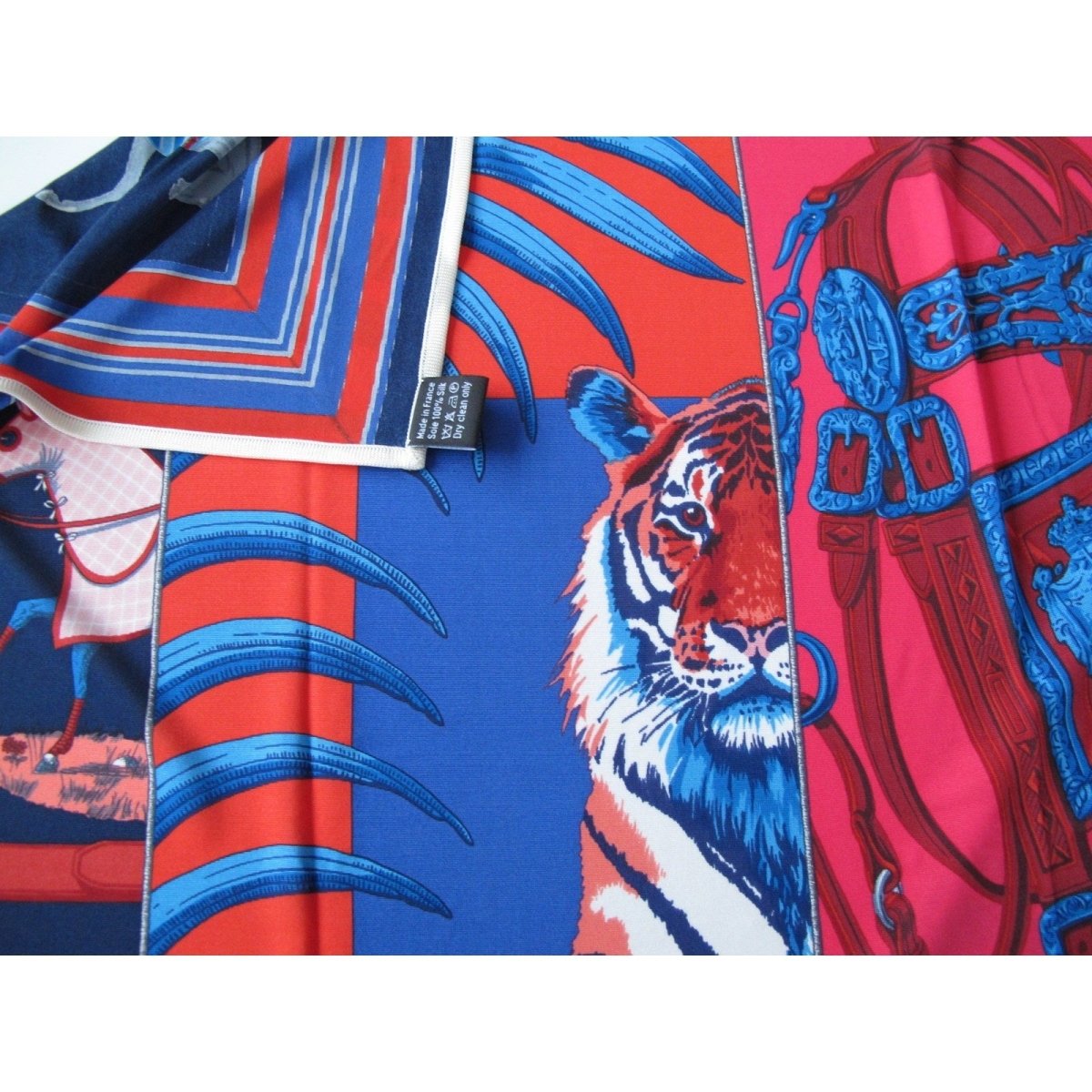 Hermes 2010 Blue Red Carre en Carres Jersey Fluide 90cm, New! - poupishop