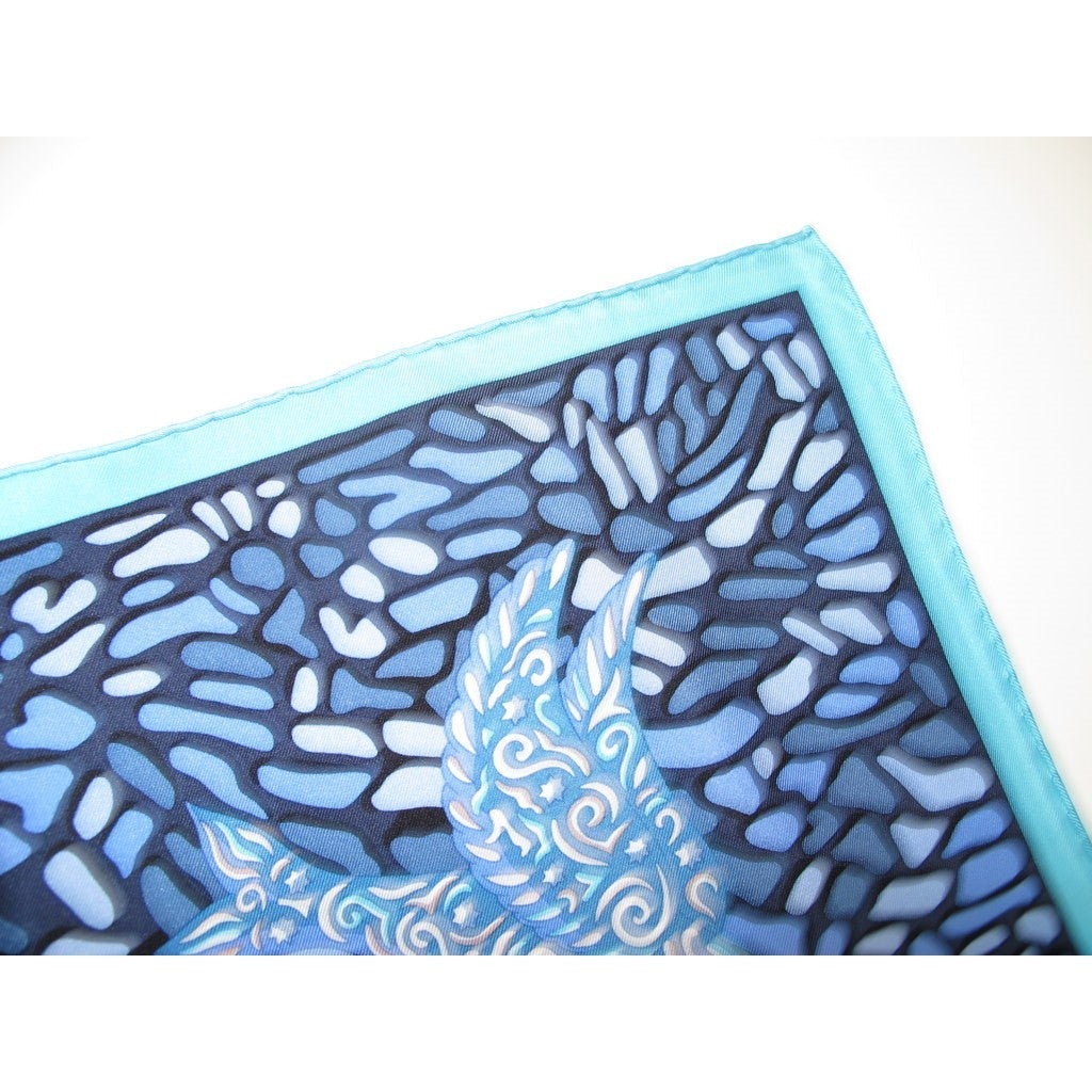 Hermes 2010 Blue/Turquoise La Legende du Poisson Corail Twill 90cm, New! - poupishop