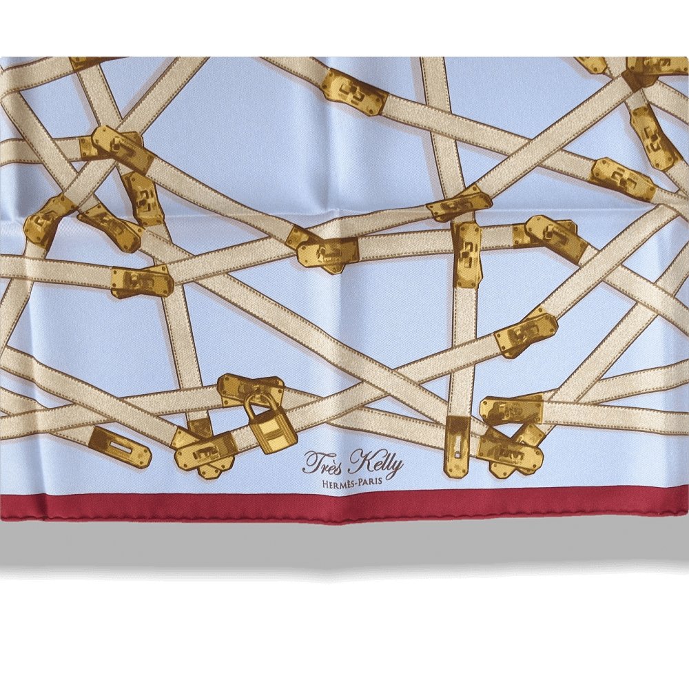Hermes 2010 Bordeaux Ciel Tres Kelly by Benoit Pierre Emery Vintage Silk 70, New! - poupishop