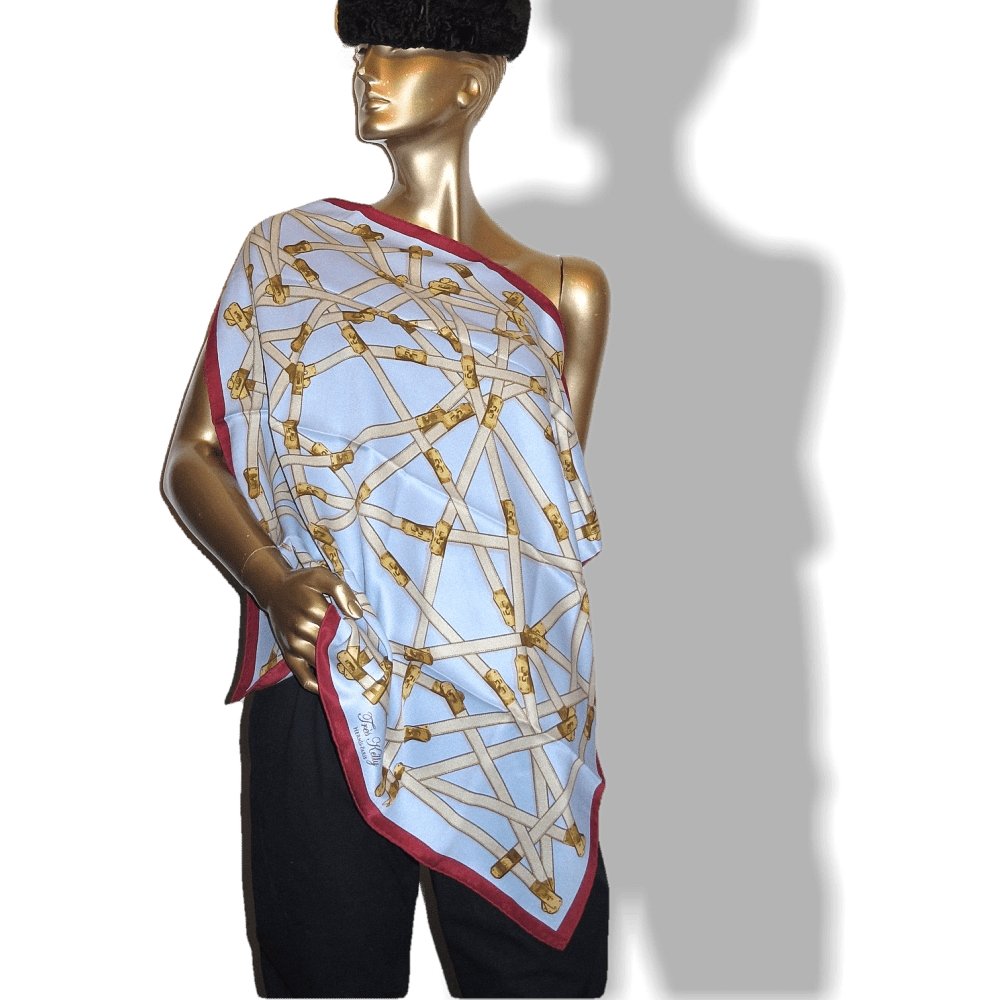 Hermes 2010 Bordeaux Ciel Tres Kelly by Benoit Pierre Emery Vintage Silk 70, New! - poupishop
