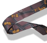 Hermes 2010 Brown Black Tres Kelly by Benoit Pierre Emery Twill Silk Twilly, New! - poupishop