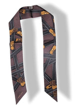 Hermes 2010 Brown Black Tres Kelly by Benoit Pierre Emery Twill Silk Twilly, New! - poupishop