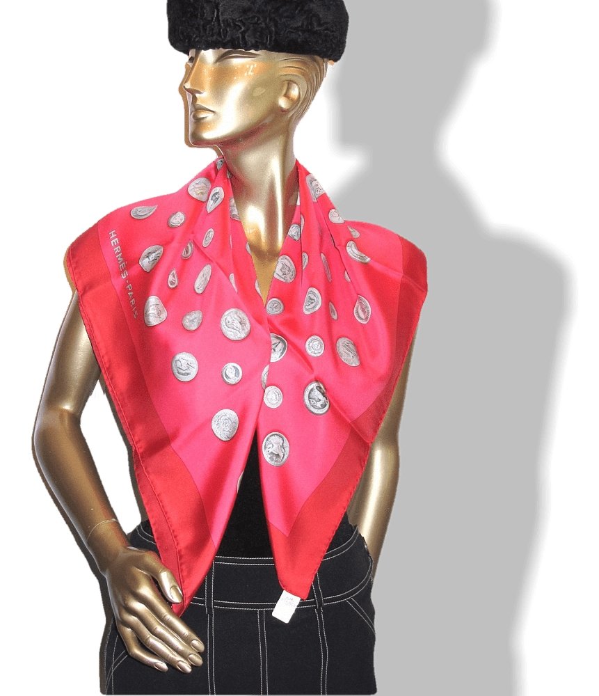 Hermes 2010 cw02 Raspberry & Hot Pink Boutons de Veneries by Wlodek Kaminski Twill 90cm, NWT! - poupishop