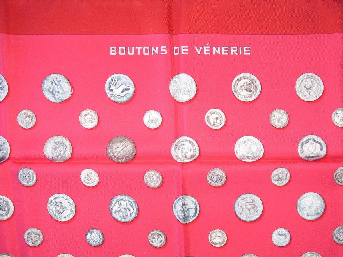 Hermes 2010 cw02 Raspberry & Hot Pink Boutons de Veneries by Wlodek Kaminski Twill 90cm, NWT! - poupishop