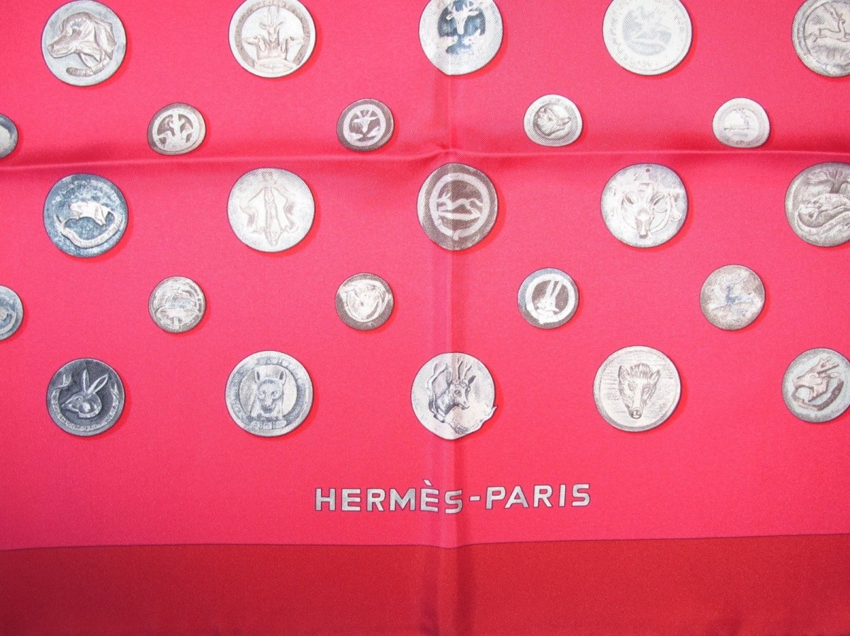 Hermes 2010 cw02 Raspberry & Hot Pink Boutons de Veneries by Wlodek Kaminski Twill 90cm, NWT! - poupishop