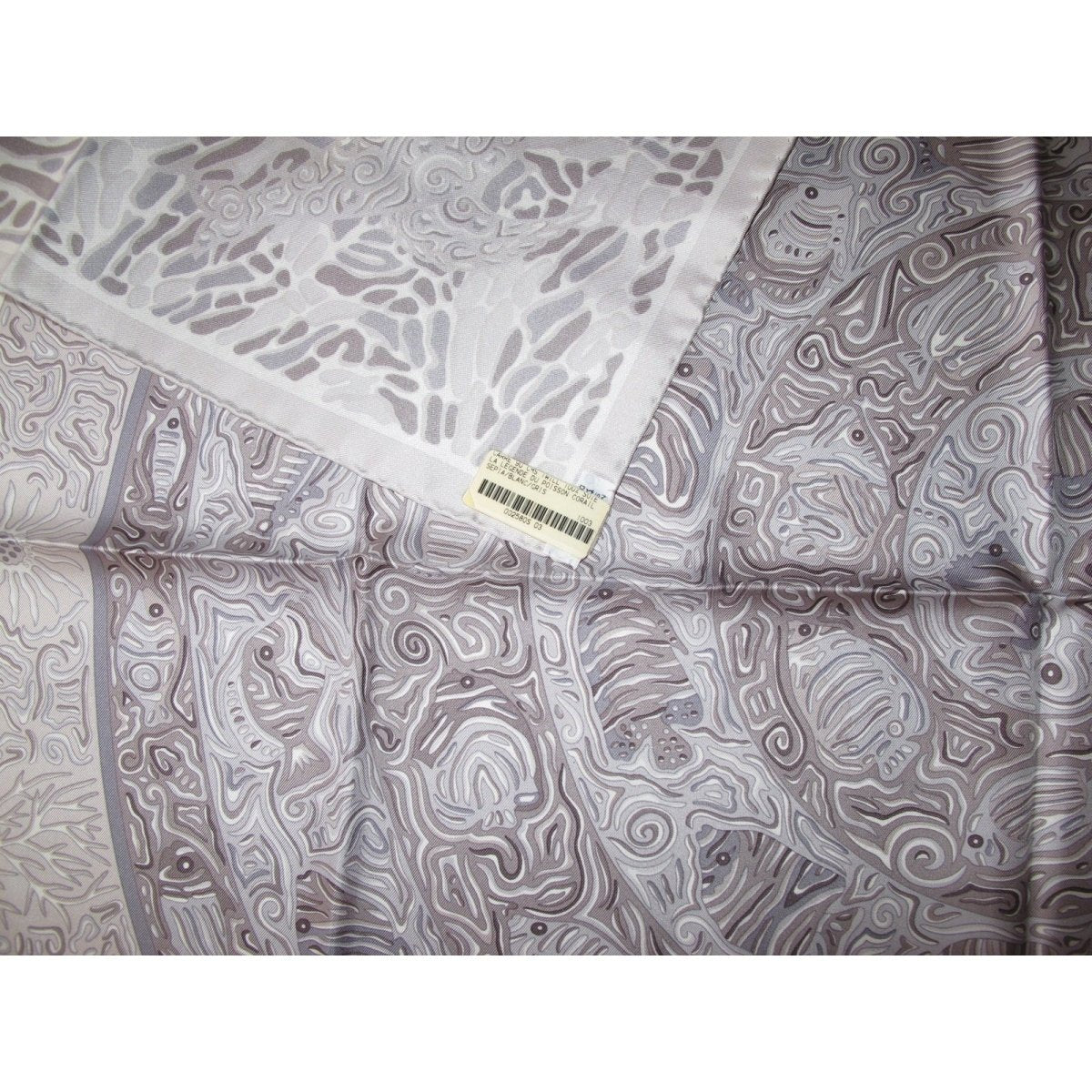 Hermes 2010 cw03 Sepia White Grey La Legende du Poisson Corail Twill 90cm, New! - poupishop
