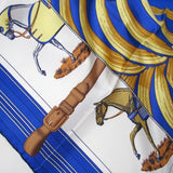 Hermes 2010 cw06 Bleu/Or/Blanc Carre en Carres Twill 90cm, New! - poupishop