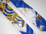 Hermes 2010 cw06 Bleu/Or/Blanc Carre en Carres Twill 90cm, New! - poupishop