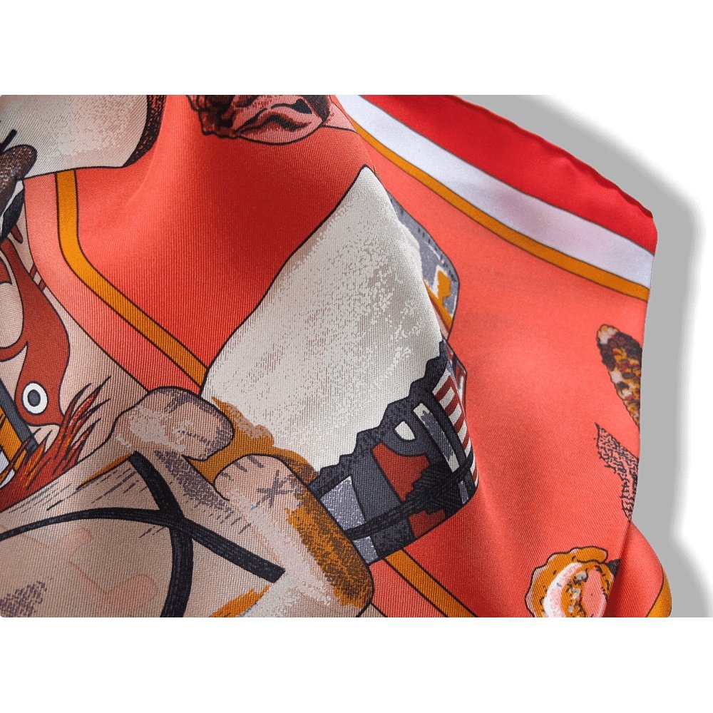 Hermes 2010 cw06 Rouge, Corail Kachinas Summer Silk Shawl 140, New! - poupishop