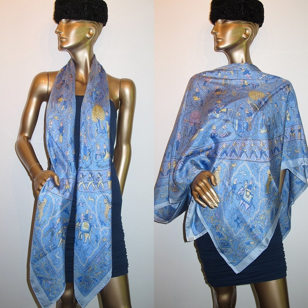 Hermes 2010 cw08 Lavande Lalbhai Summer Silk Shawl 140 - poupishop