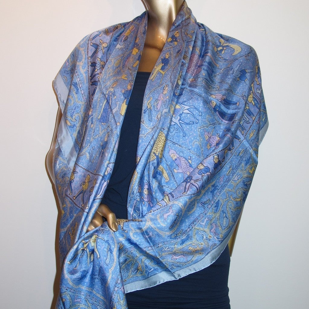 Hermes 2010 cw08 Lavande Lalbhai Summer Silk Shawl 140 - poupishop
