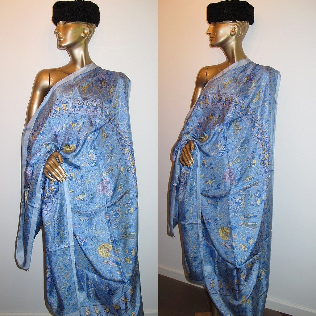 Hermes 2010 cw08 Lavande Lalbhai Summer Silk Shawl 140 - poupishop
