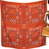 Hermes 2010 Deep Orange/Blue Kelly en Perles Twill Silk 140 - poupishop