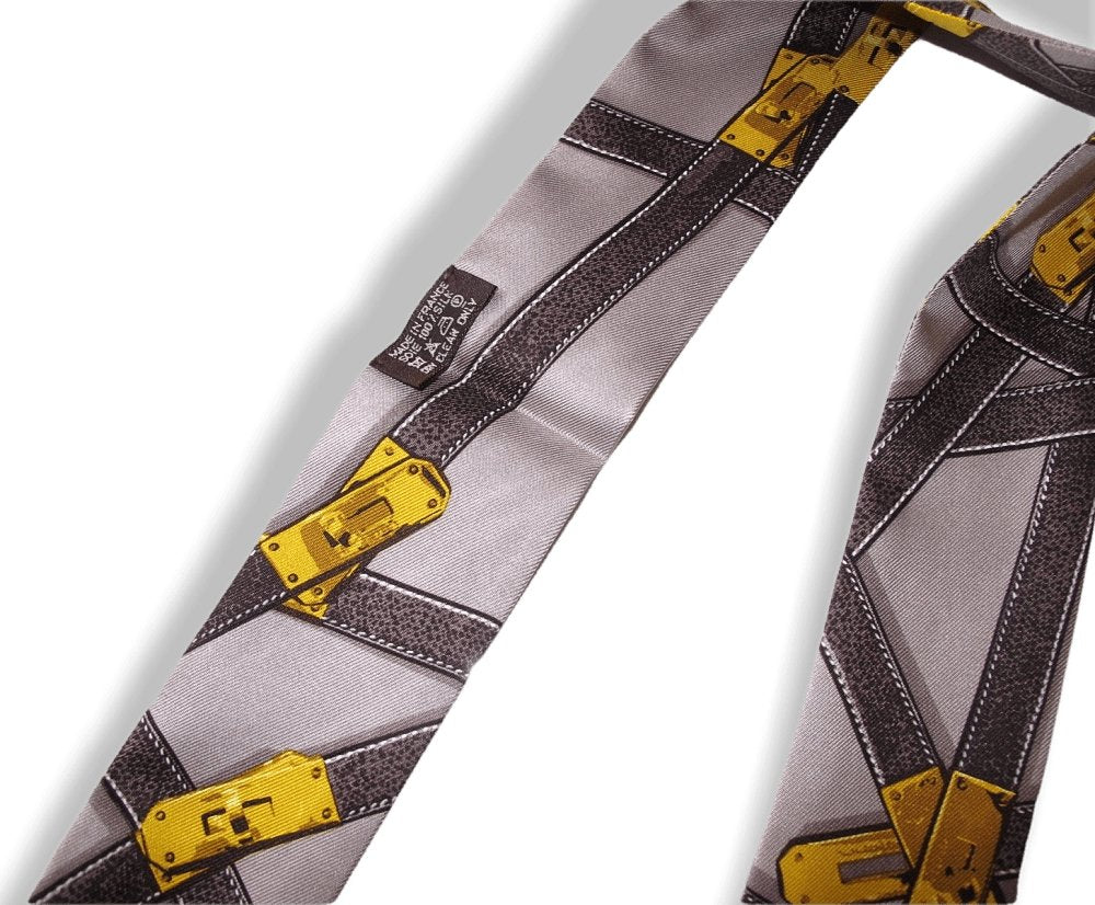 Hermes 2010 Etoupe Gold Tres Kelly by Benoit Pierre Emery Twill Silk Twilly - poupishop