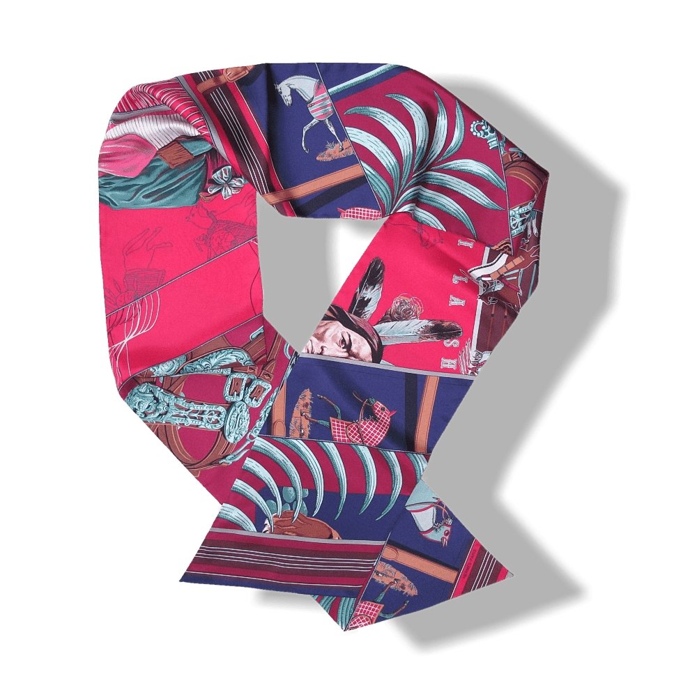 Hermes 2010 Fuchsia Vert Carre en Carres Maxi Twilly Scarf, NIB! - poupishop