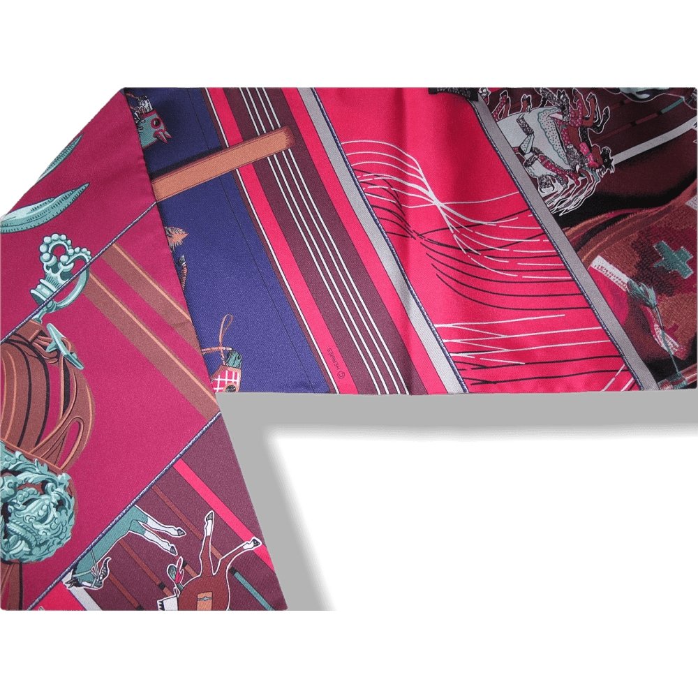 Hermes 2010 Fuchsia Vert Carre en Carres Maxi Twilly Scarf, NIB! - poupishop