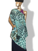 Hermes 2010 Green Green Pelages et Camouflages by Aline Honore Twill 90cm, New! - poupishop