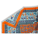 Hermes 2010 Orange Blue CHASSE EN INDE by Michel Duchene Fringed Cashmere 90cm, Box! - poupishop