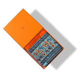 Hermes 2010 Orange Blue CHASSE EN INDE by Michel Duchene Fringed Cashmere 90cm, Box! - poupishop