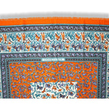 Hermes 2010 Orange Blue CHASSE EN INDE by Michel Duchene Fringed Cashmere 90cm, Box! - poupishop