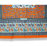 Hermes 2010 Orange Blue CHASSE EN INDE by Michel Duchene Fringed Cashmere 90cm, Box! - poupishop