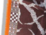 Hermes 2010 Orange Pelages et Camouflages Fringed Cashmere 90cm, New! - poupishop