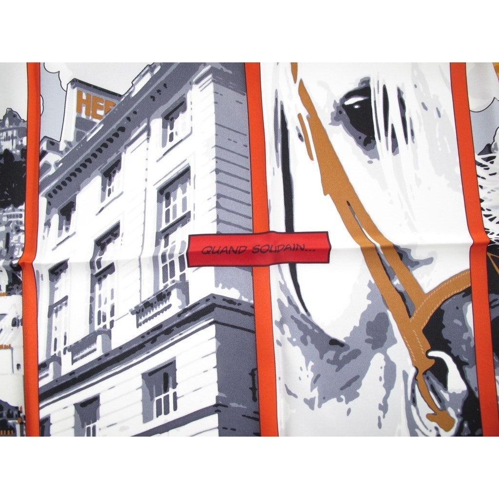 Hermes 2010 Orange Quand Soudain Vintage Silk 70, New! - poupishop