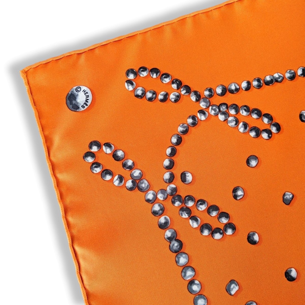 Hermes 2010 Orange/Silver Grey Cheval de Legende by Benoit Pierre Emery Twill 90cm, New! - poupishop