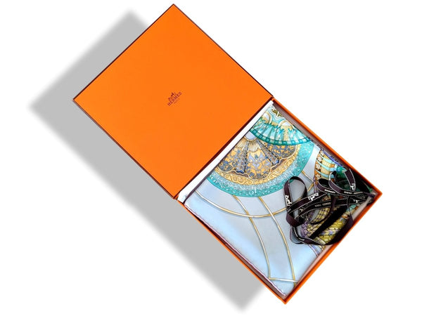 Hermes 2010 Pale Green/Lilac./Aqua SPECIAL ISSUE for INVESCO LES DOMES CELESTES Twill 90cm, NIB! - poupishop