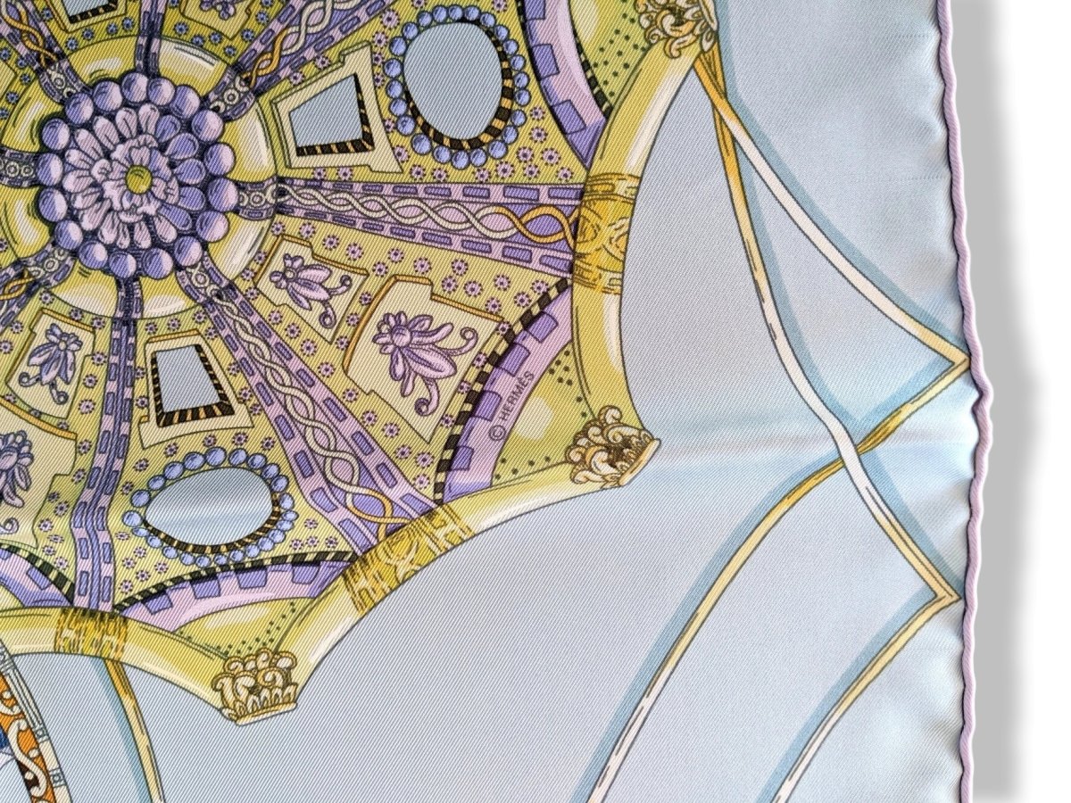 Hermes 2010 Pale Green/Lilac./Aqua SPECIAL ISSUE for INVESCO LES DOMES CELESTES Twill 90cm, NIB! - poupishop