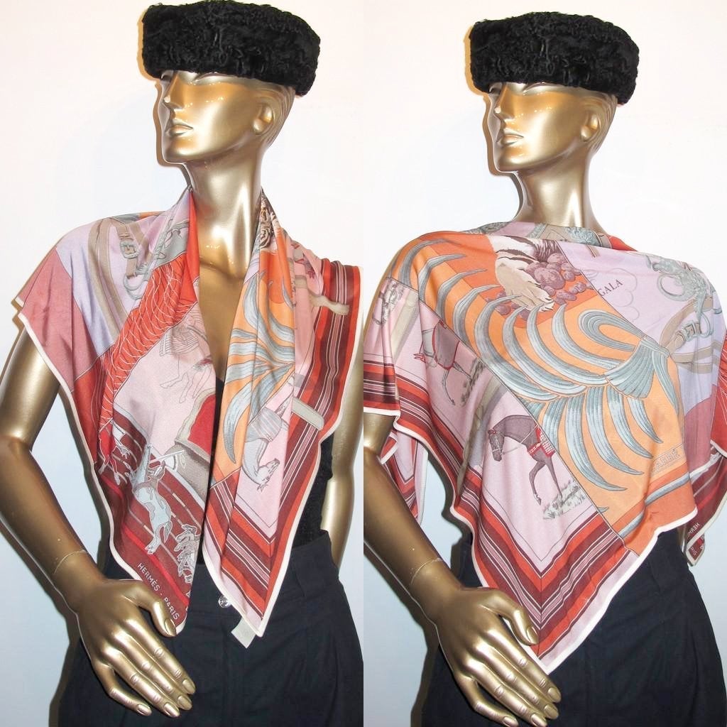 Hermes 2010 Pink Carre en Carres Jersey Fluide 90cm, New! - poupishop