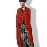 Hermes 2010 Red-Orange/Bordeau Fringed 100% Hand Woven Cashmere in Nepal Shawl 200 x 200 cm, New! - poupishop