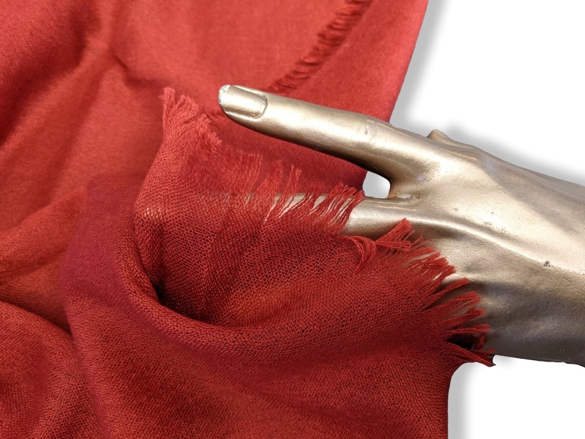 Hermes 2010 Red-Orange/Bordeau Fringed 100% Hand Woven Cashmere in Nepal Shawl 200 x 200 cm, New! - poupishop