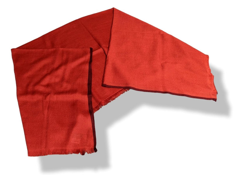 Hermes 2010 Red-Orange/Bordeau Fringed 100% Hand Woven Cashmere in Nepal Shawl 200 x 200 cm, New! - poupishop