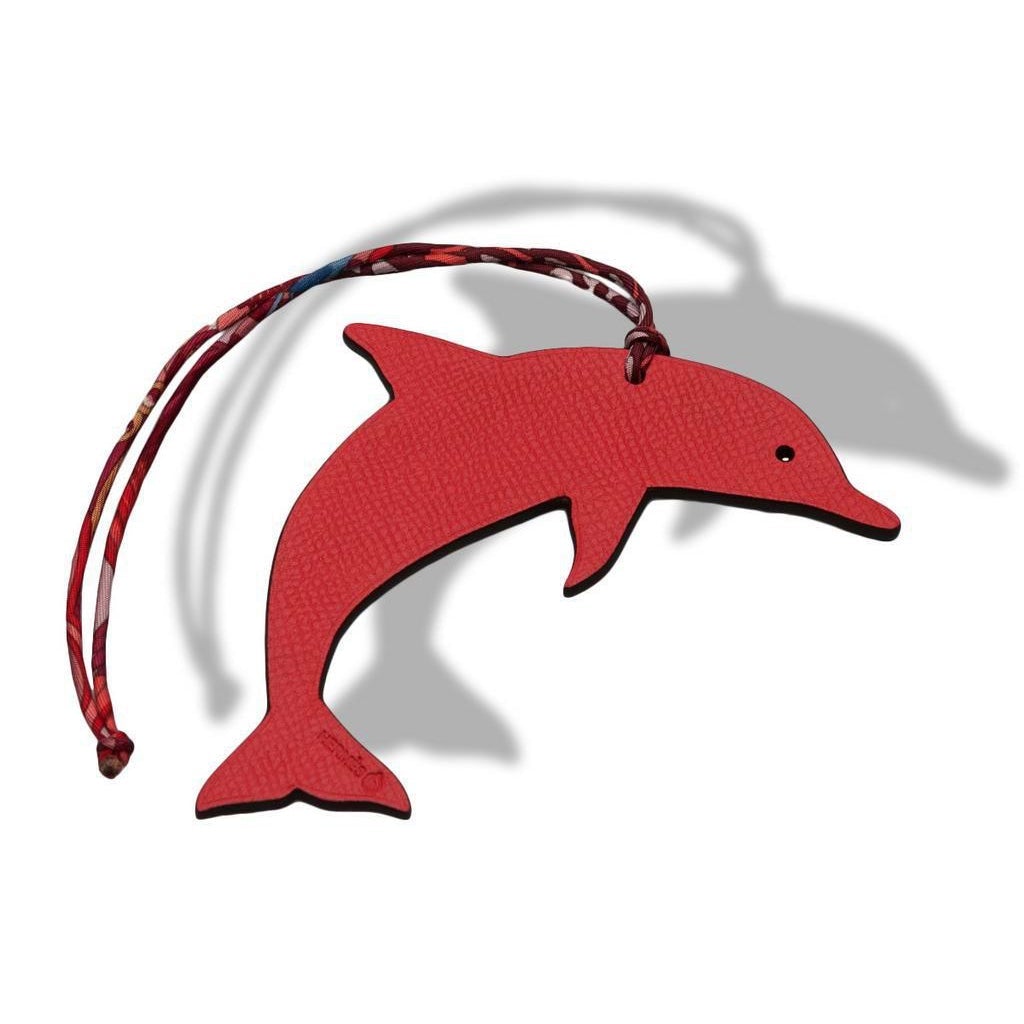 Hermes 2010 Rose Jaipur/Black Dolphin Petit H Bag Charm GM, NIB! - poupishop