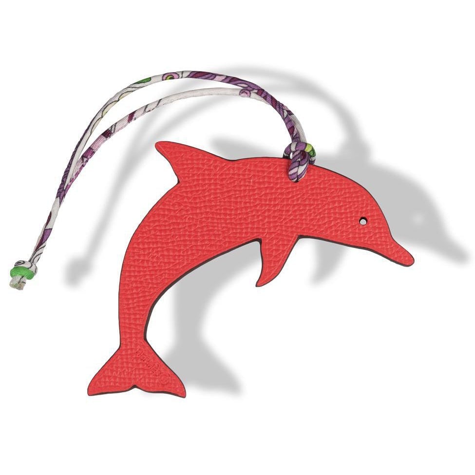 Hermes 2010 Rose Jaipur/Lie de Vin Dolphin Petit H Bag Charm PM, NIB! - poupishop