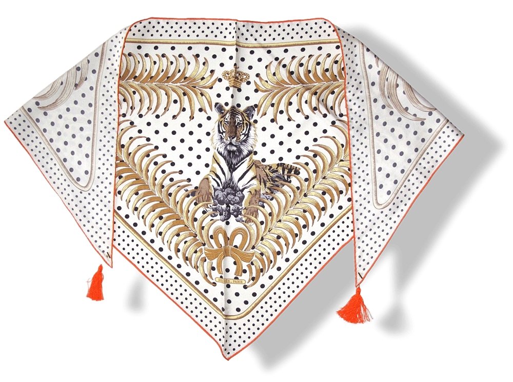 Hermes Tigre Royal with Polka Dots Pointu with Tassels Pompons