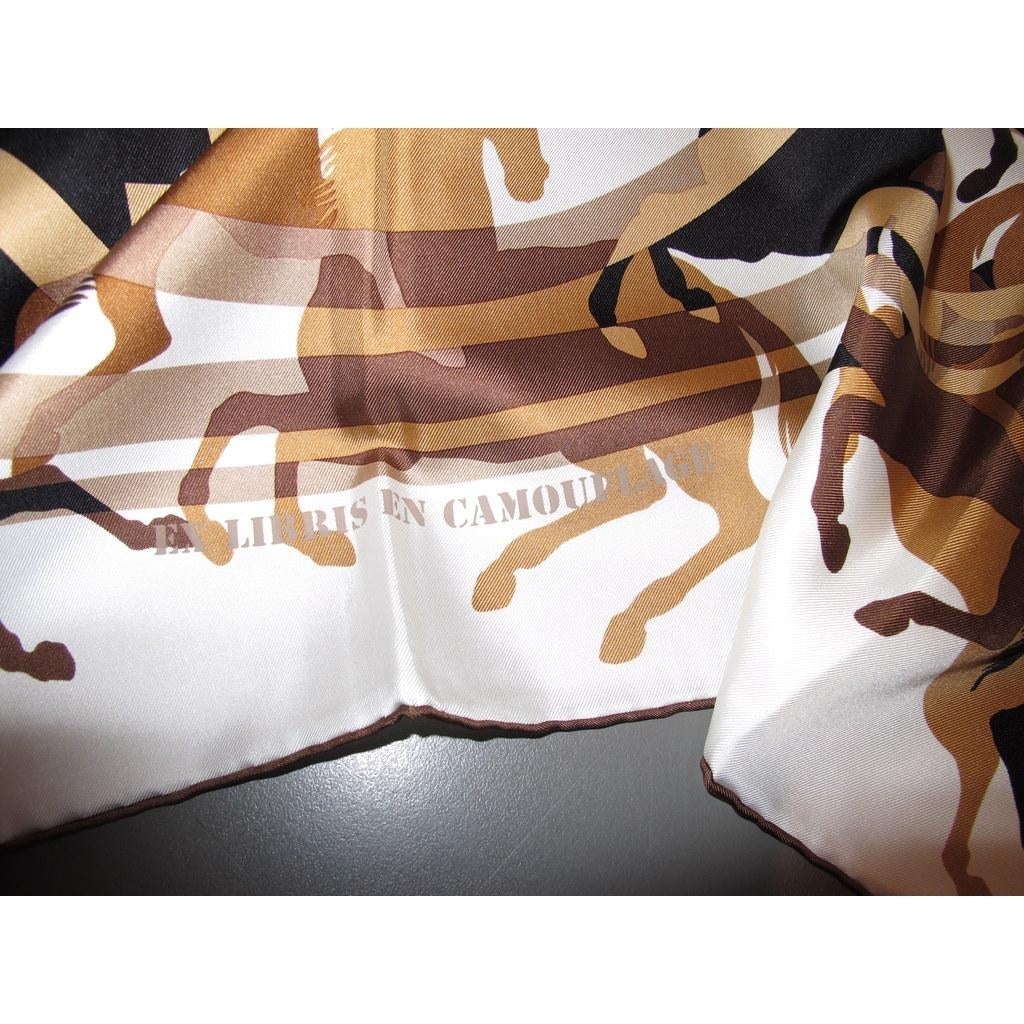 Hermes 2010 White/Brown/Black Ex Libris Camouflage Twill 90, New! - poupishop