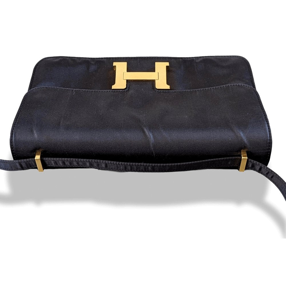 Hermes 2010s Limited Edition Black Satin CONSTANCE ELAN 25 Bag Handbag, Rare!