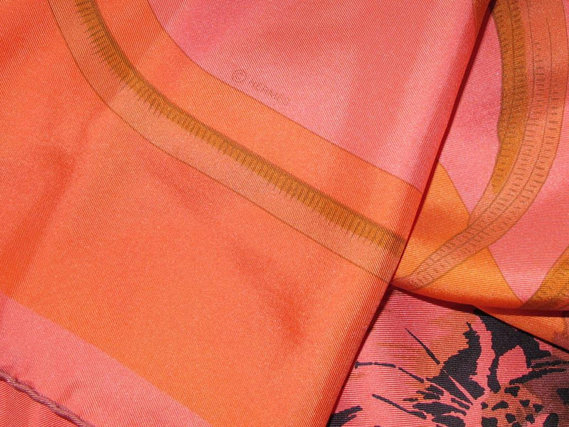 Hermes 2010s Rose/Orange Tigre Royal Dip Dye Surteint Silk 140, Box! - poupishop