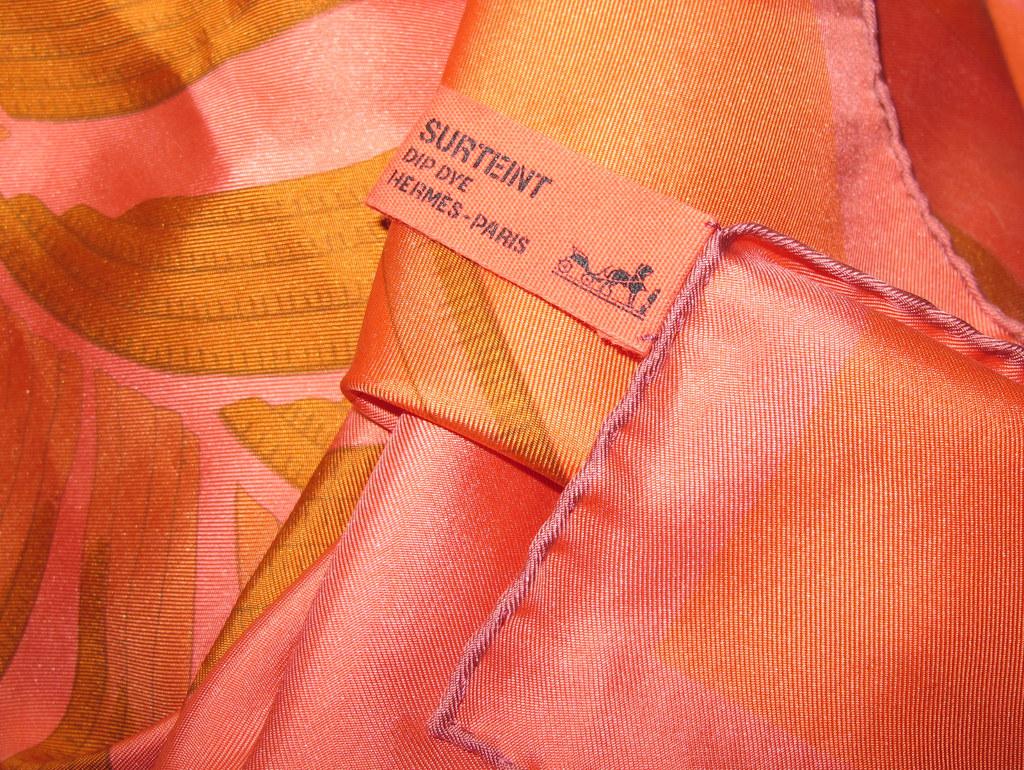 Hermes 2010s Rose/Orange Tigre Royal Dip Dye Surteint Silk 140, Box! - poupishop