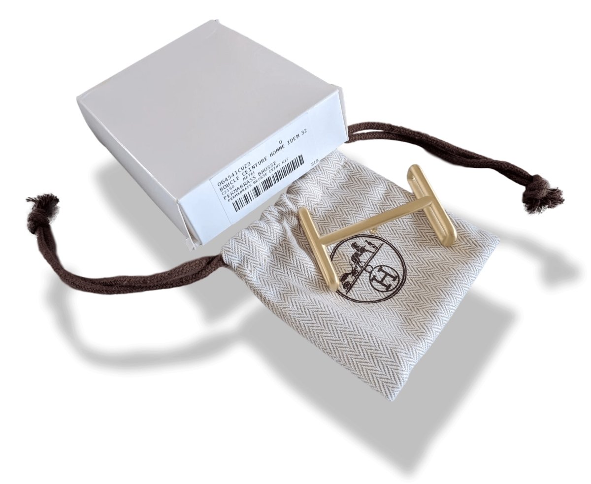 Hermes [58] Brushed Permabrass IDEM Buckle H 32mm, New with Pochette in White box!