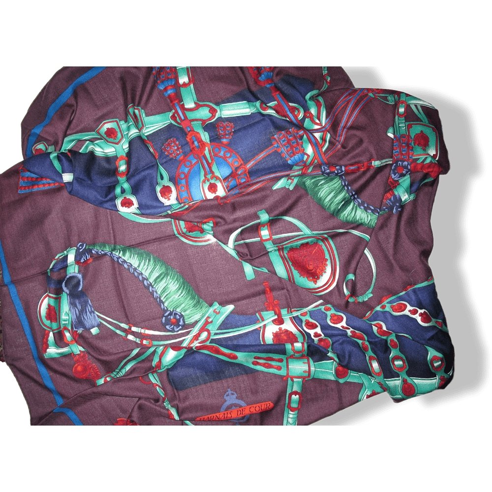 Hermes HARNAIS DE COURS Cashmere Shawl 140