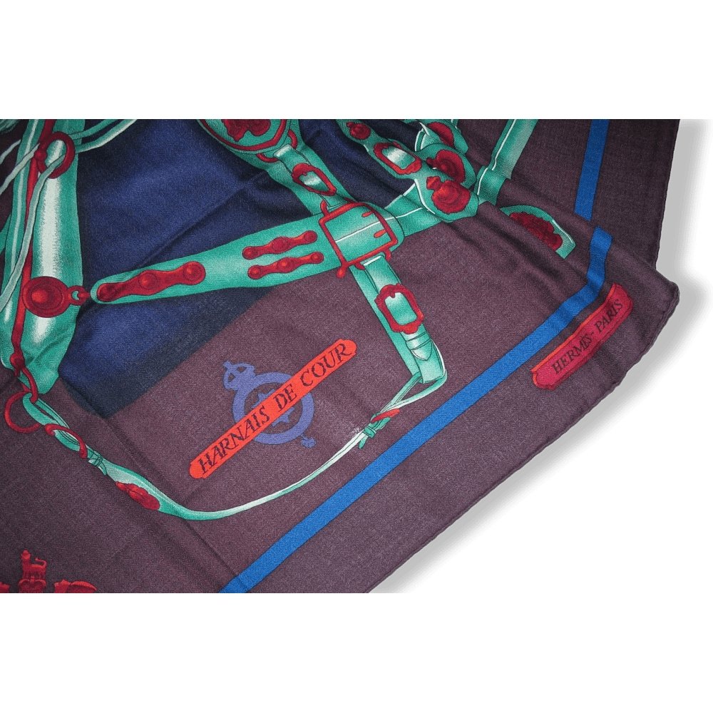 Hermes HARNAIS DE COURS Cashmere Shawl 140