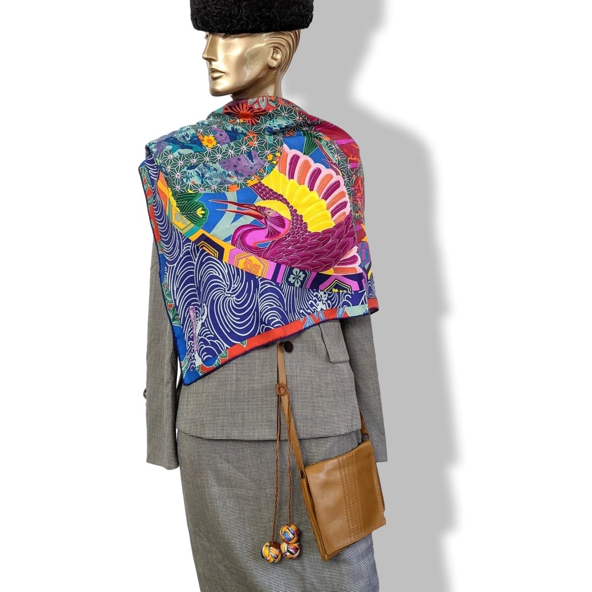 Hermes 2011 Bleu/Fuschia/Jaune EX-LIBRIS EN KIMONOS by Anamorphee Twill 90