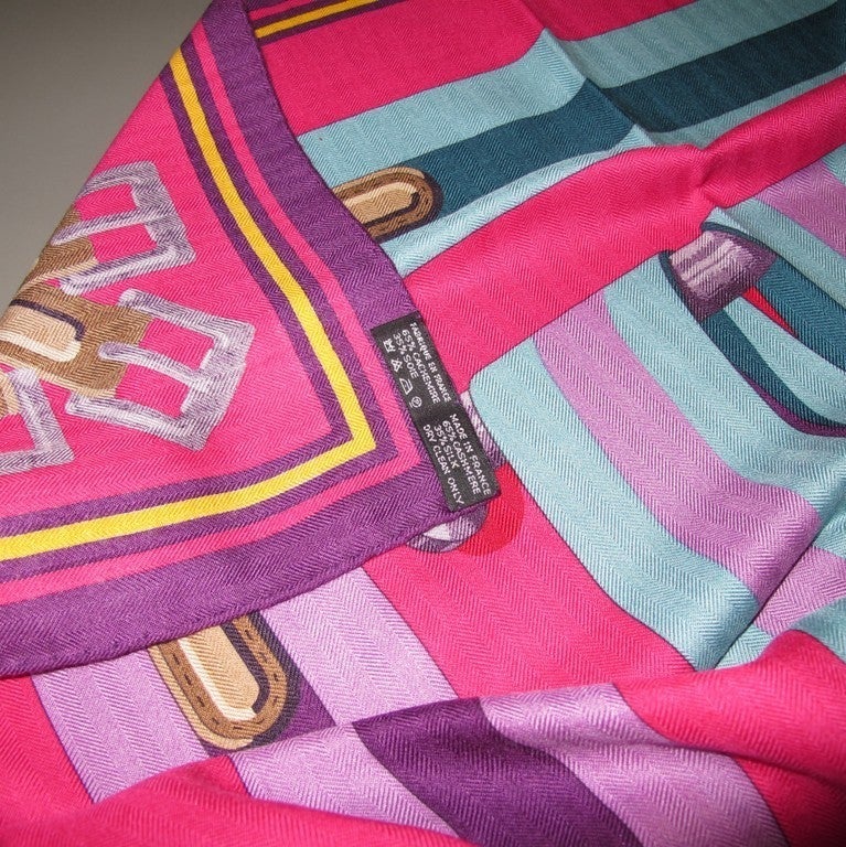 Hermes Fuchsia Les Sangles Shawl