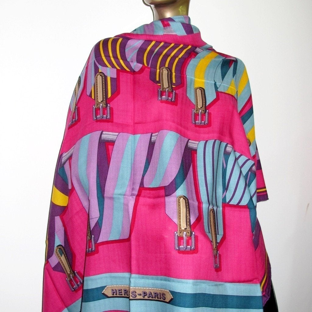 Hermes Fuchsia Les Sangles Shawl