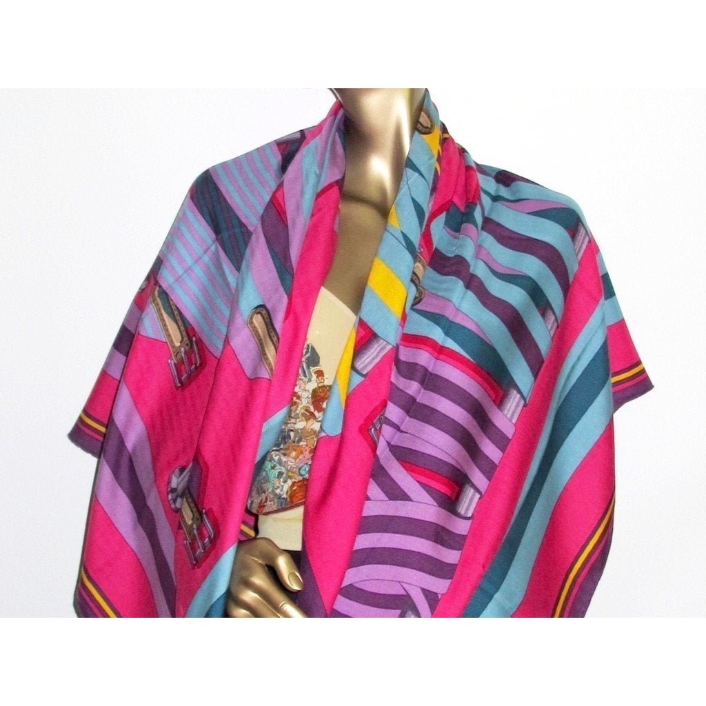 Hermes Fuchsia Les Sangles Shawl