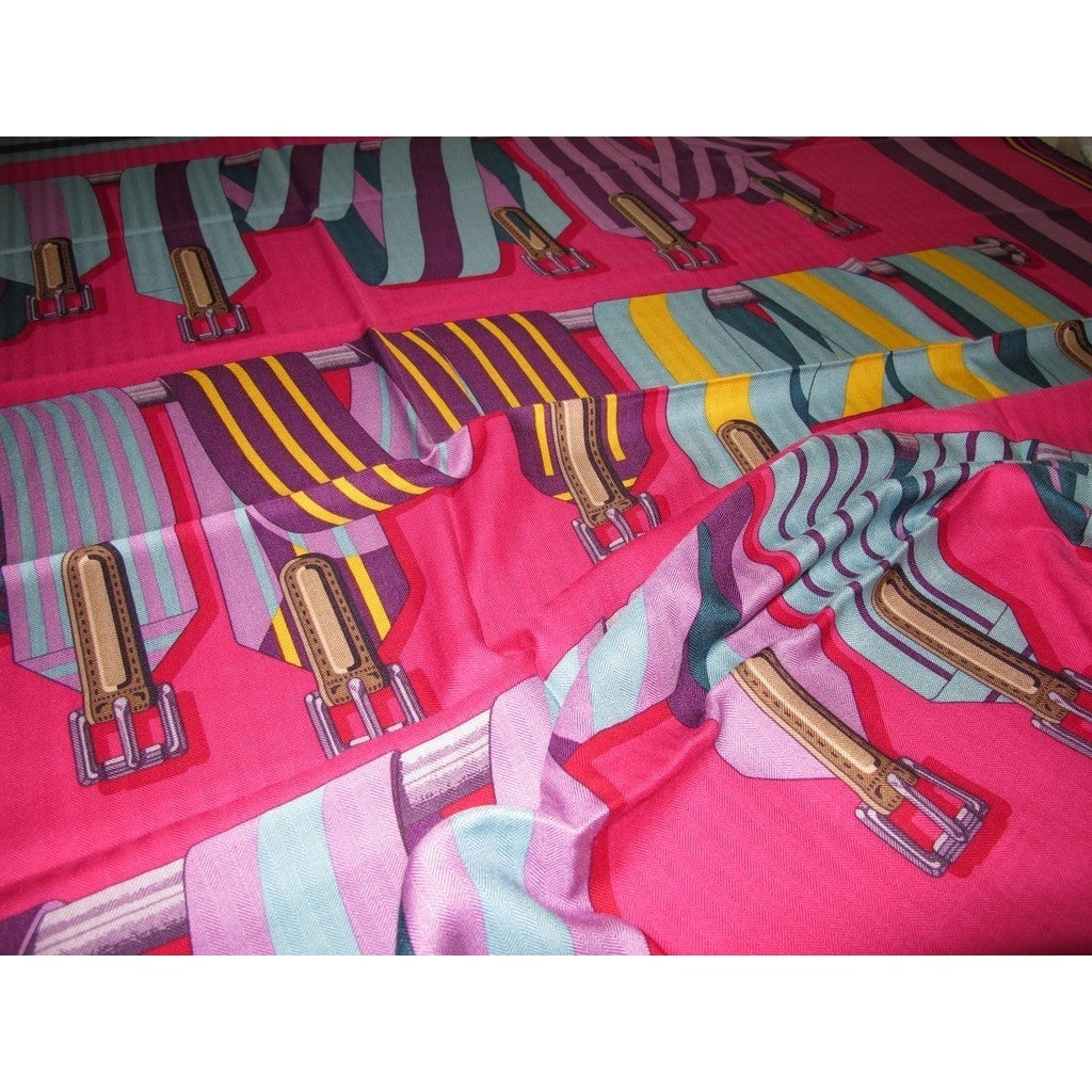 Hermes Fuchsia Les Sangles Shawl